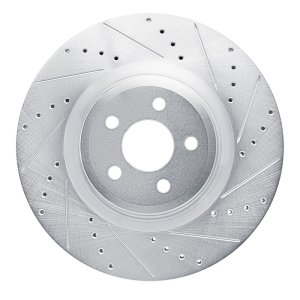 Ford Edge Brake Rotor (1) - Front Right - R1 Concepts - Drilled & Slotted - Silver - `19-`24 Ford Edge Brake Rotor (1) - Front Right - R1 Concepts - Drilled & Slotted - Silver - `19-`24